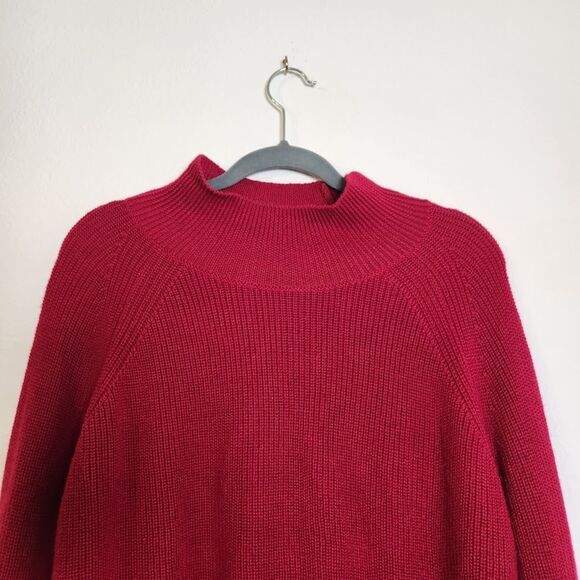 Eileen Fisher Red Merino 100% Wool Mock Neck Sweater | Size L - Picture 4 of 11